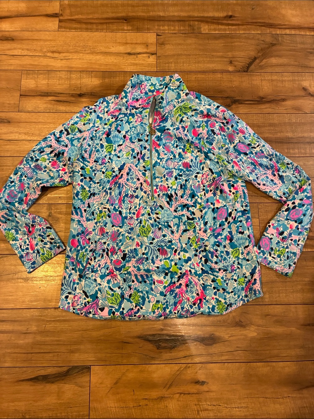 Lilly Pulitzer Floral Print Quarter-Zip Jacket - Blue & Pink